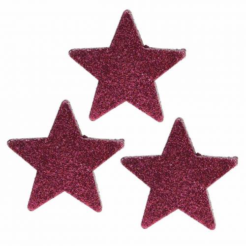 Estrela cintilante espalhada 6,5 cm rosa 36 unidades