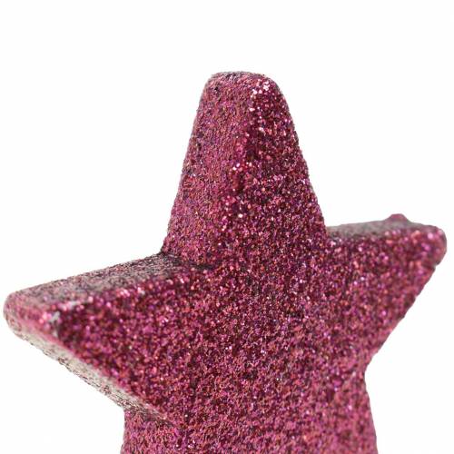 Itens Decoração dispersa estrela glitter 6,5 cm rosa 36 unidades