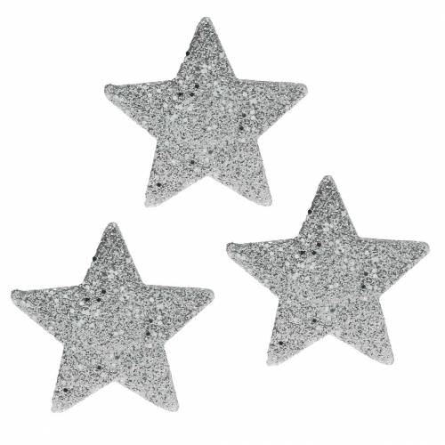 Floristik24 Estrelas dispersas com glitter Ø6,5cm prata 36pcs