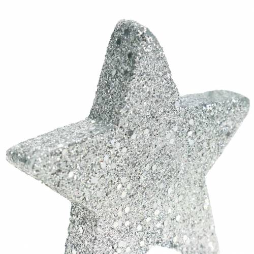 Itens Estrelas dispersas com glitter Ø6,5cm prata 36pcs