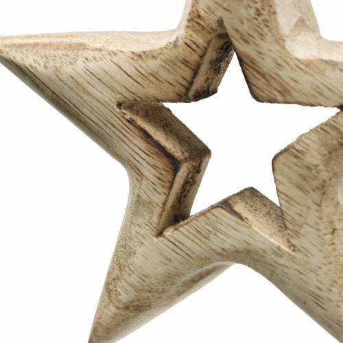 Floristik24 Estrelas de madeira para pendurar madeira de mangueira 10,5–11,5 cm 8 un.