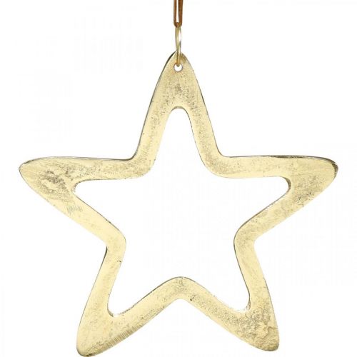 Pingente de Natal, decoração estrela para o Advento, estrela decoração dourada 14 × 14cm
