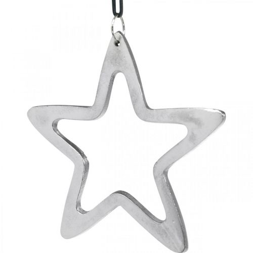 Itens Estrela de metal para pendurar, decoração do Advento, pingente de Natal em prata 14 × 14cm