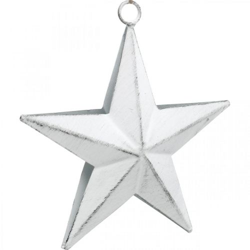 Floristik24 Estrela de metal para pendurar, pingente de Natal, decoração do Advento branco, Shabby Chic 11 × 11cm