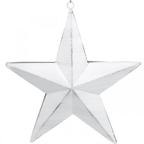 Estrela para pendurar, decorações para árvores de Natal, decoração de metal branco 19,5 × 18,5 cm | Floristik24.pt