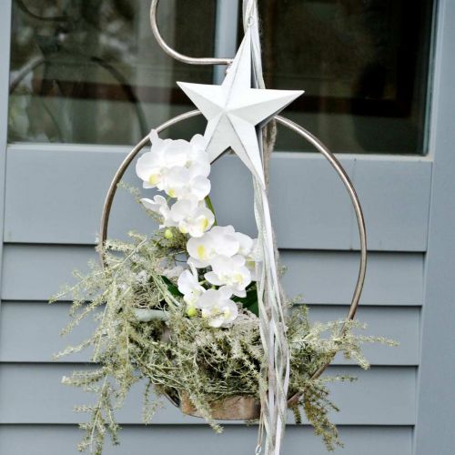 Estrela para pendurar, decorações para árvores de Natal, decoração de metal branco 19,5 × 18,5 cm | Floristik24.pt