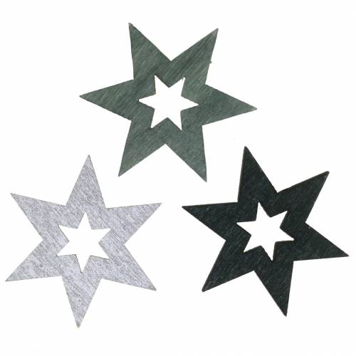 Floristik24 Decoração dispersa estrela preta, prata, cinza escuro sortida 4 cm 72 unidades