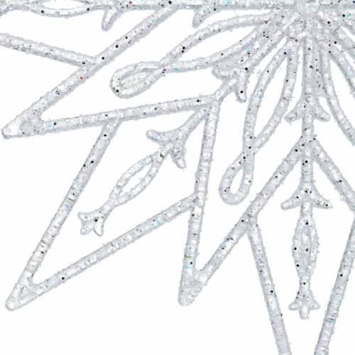 Floristik24 Estrela de gelo decorativa para pendurar transparente, brilho 24,5 cm 6 unidades