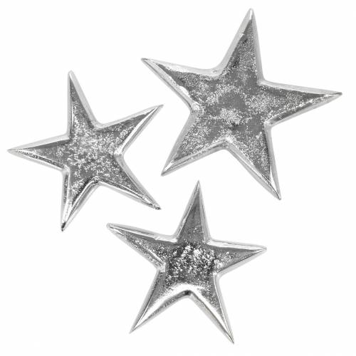 Floristik24 Estrelas em metal prateado 8,6×8,2cm/6,9×6,7cm 8 unid.