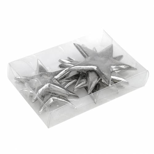 Floristik24 Estrelas em metal prateado 8,6×8,2cm/6,9×6,7cm 8 unid.