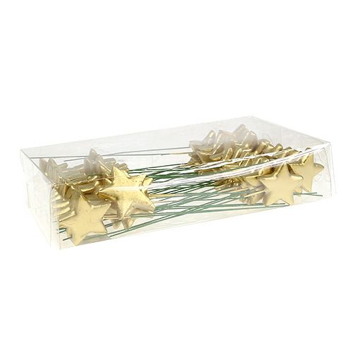 Floristik24 Estrelas em arame para artesanato dourado 5cm C23cm 48 un
