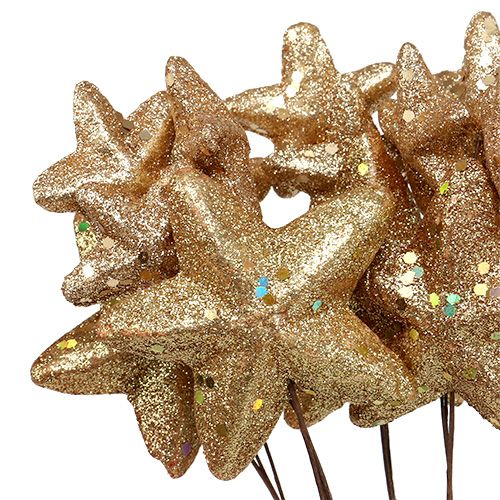 Floristik24 Estrelas em conjunto com ouro brilhante 60 cm 5 unidades