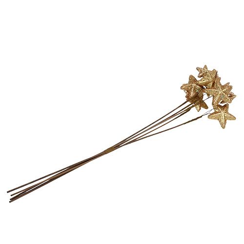 Floristik24 Estrelas em conjunto com ouro brilhante 60 cm 5 unidades