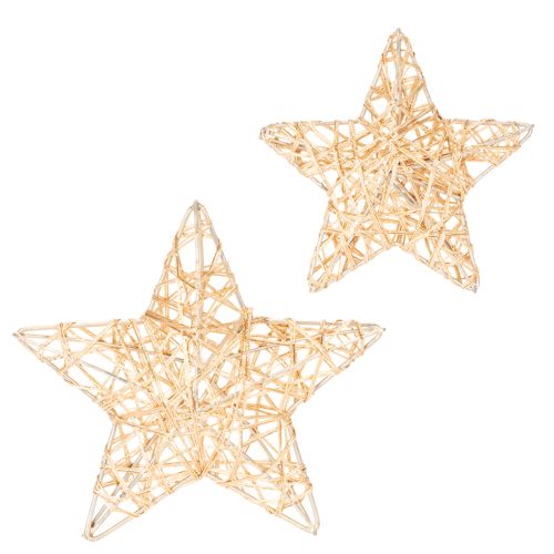 Conjunto de estrelas decorativas feitas de arame, dois tamanhos, 10 cm, 12 peças