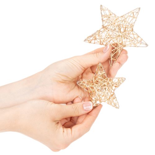Conjunto de estrelas decorativas feitas de arame, dois tamanhos, 10 cm, 12 peças | Floristik24.pt