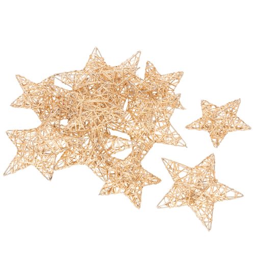Conjunto de estrelas decorativas feitas de arame, dois tamanhos, 10 cm, 12 peças | Floristik24.pt