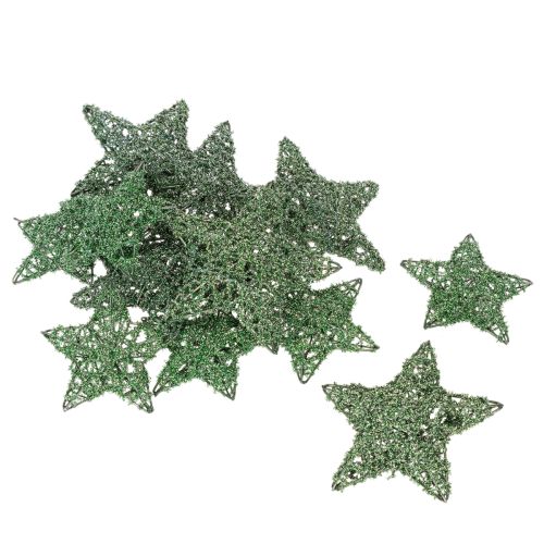 Conjunto de estrelas decorativas de arame verde, dois tamanhos, 10 cm, 12 peças | Floristik24.pt