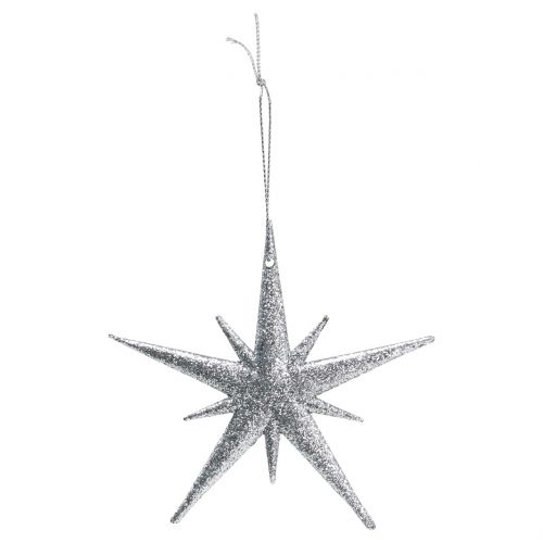 Itens Estrela brilhante para pendurar prata 13 cm 12 unidades