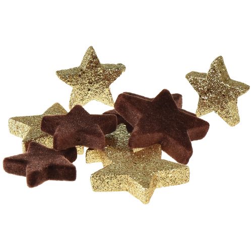 Floristik24 Decoração de estrelas espalhadas mix decoração de natal marrom e dourada 4cm/5cm 40 un