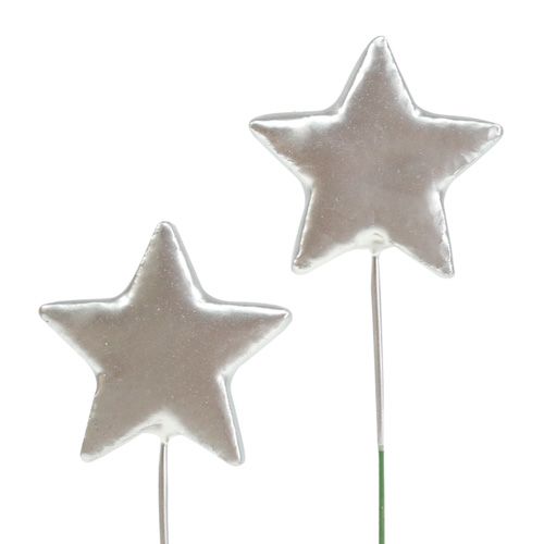 Floristik24 Estrelas em fio prata 5cm C23cm 48 un