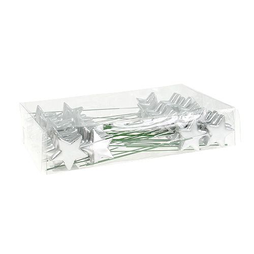 Floristik24 Estrelas em fio prata 5cm C23cm 48 un