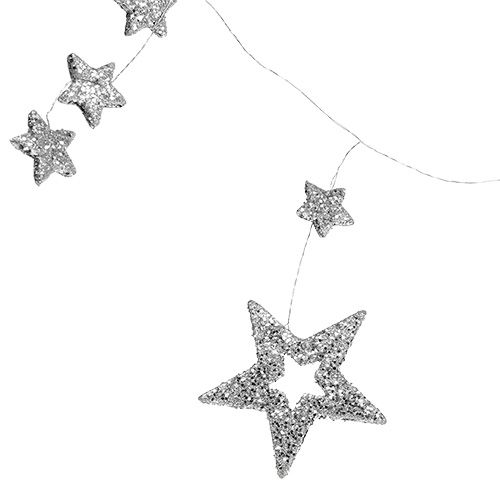 Floristik24 Guirlanda estrela 110 cm prata com mica