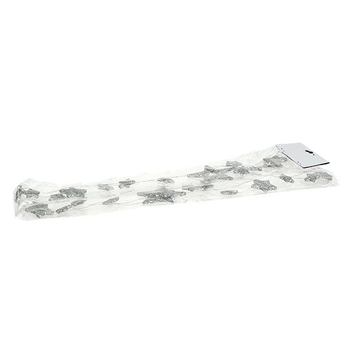 Floristik24 Guirlanda estrela 110 cm prata com mica