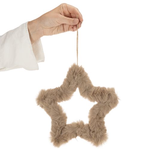 Estrela decorativa para pendurar, feita de pele sintética, 21 cm, conjunto de 4 peças. | Floristik24.pt