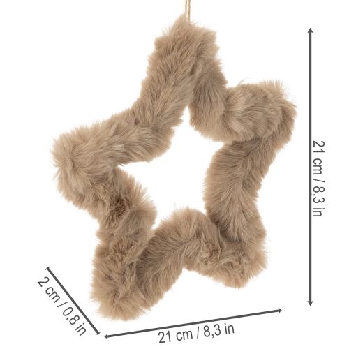 Estrela decorativa para pendurar, feita de pele sintética, 21 cm, conjunto de 4 peças. | Floristik24.pt