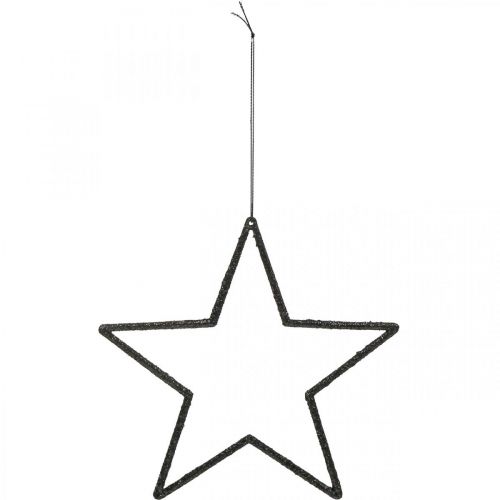 Itens Decoração de Natal pingente estrela preto glitter 17,5 cm 9 unidades