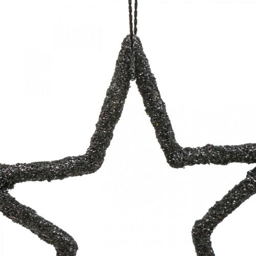 Itens Pingente de estrela de decoração de natal glitter preto 7,5cm 40p