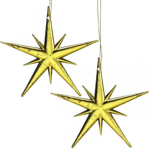 Floristik24 Pingente de estrela de decoração de Natal dourado W11,5 cm 16 unidades