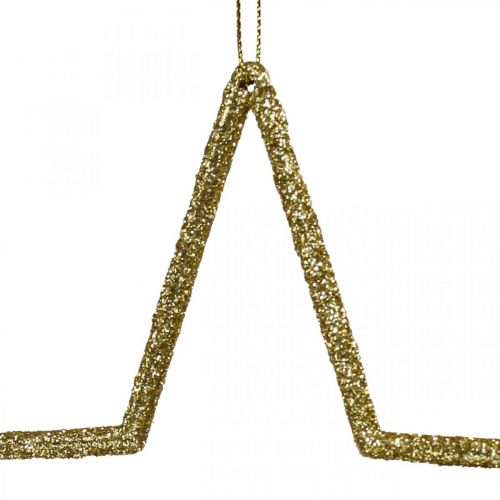 Itens Pingente de estrela de decoração de natal glitter dourado 17,5cm 9uds