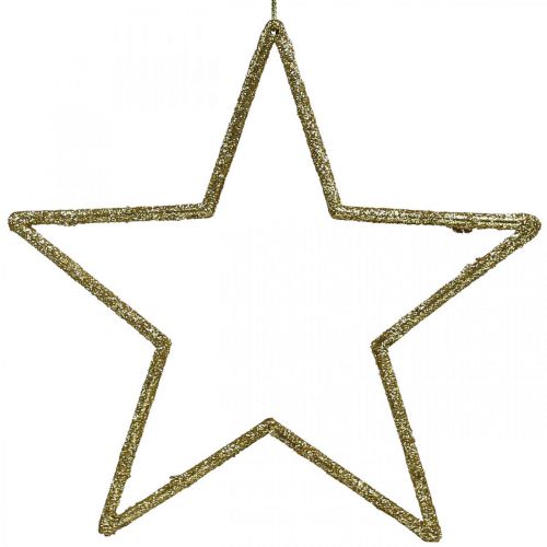 Floristik24 Pingente de estrela de decoração de natal glitter dourado 17,5cm 9uds