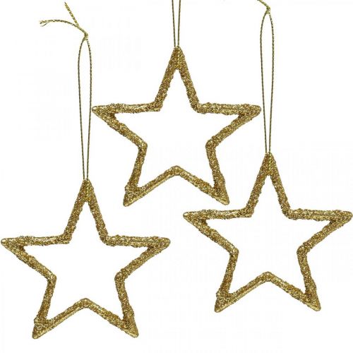 Itens Pingente de estrela de decoração de natal glitter dourado 7,5cm 40p