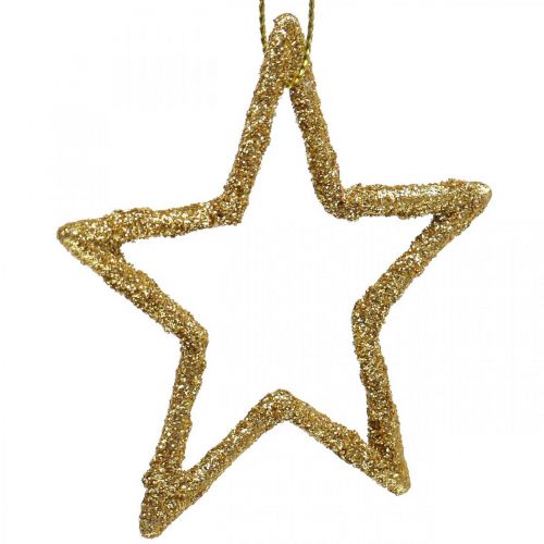 Itens Pingente de estrela de decoração de natal glitter dourado 7,5cm 40p