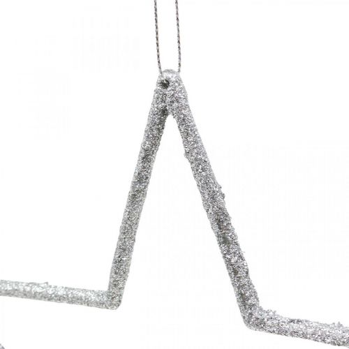 Pingente de estrela de decoração de natal glitter prateado 17,5cm 9uds