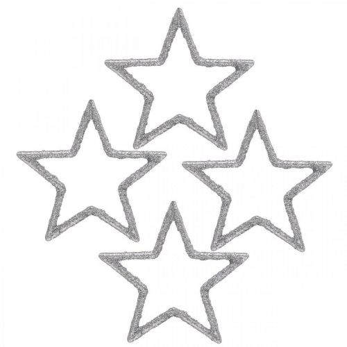 Floristik24 Dispersão decoração estrelas de natal purpurina prata Ø4cm 120p