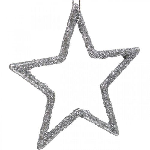 Itens Pingente de estrela de decoração de natal glitter prateado 7,5cm 40p