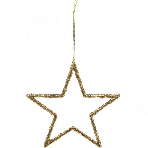 Floristik24 Estrelas cintilantes, decorações do advento, decorações com estrelas para pendurar, decorações de Natal douradas 11,5 × 12 cm 12 unidades