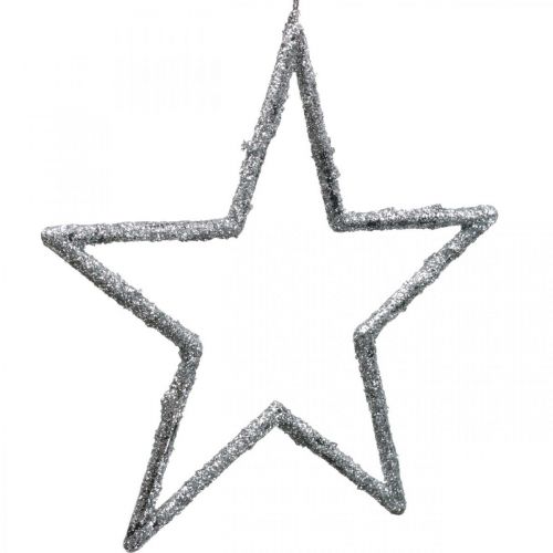 Itens Estrela para pendurar, decorações para árvores de Natal, decoração estrela prata 11,5 × 12 cm 12 unidades