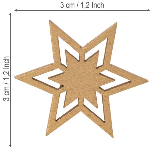 Conjunto de 72 peças de enfeites de madeira em formato de estrela para decoração de mesa e artesanato, 3 cm de diâmetro. | Floristik24.pt