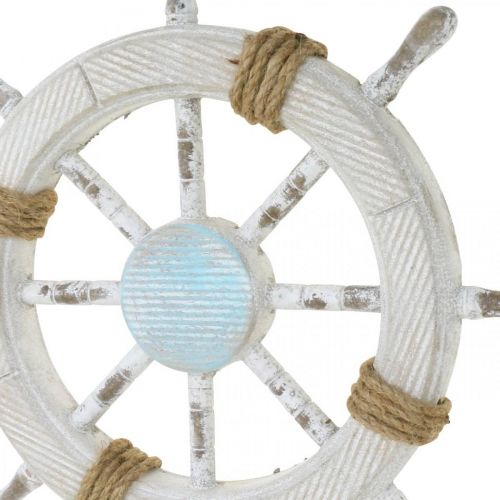 Floristik24 Decoração marítima, volante em madeira natural, azul e branco shabby chic Ø35cm