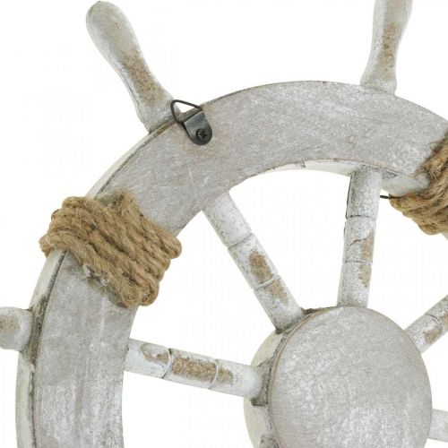 Floristik24 Decoração marítima, volante em madeira natural, azul e branco shabby chic Ø35cm