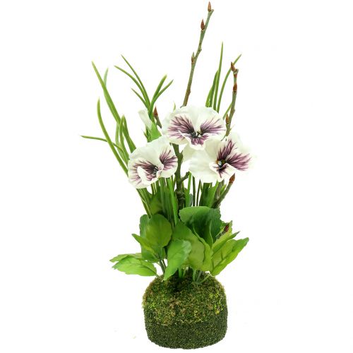 Itens Pansy com bola de musgo branco 31cm