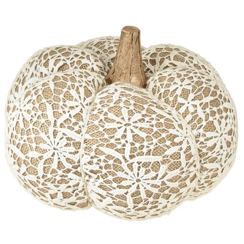Floristik24 Decoração de abóbora em tecido, renda de juta, branco/bege, decoração vintage Ø18cm