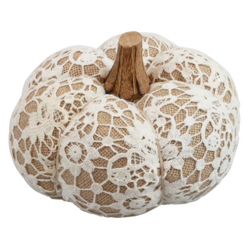 Floristik24 Tecido abóbora decoração renda juta branco/bege decoração vintage Ø15cm