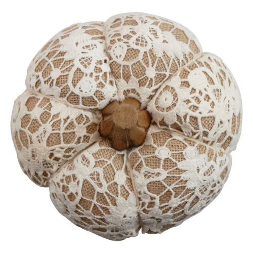 Floristik24 Tecido abóbora decoração renda juta branco/bege decoração vintage Ø15cm