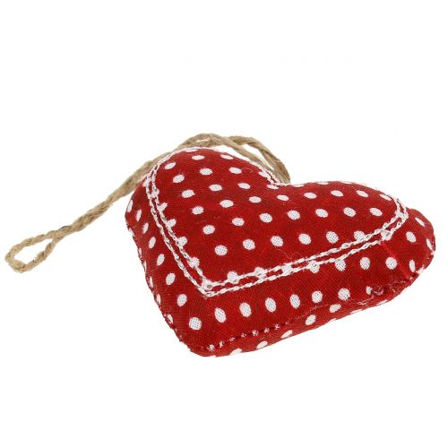 Floristik24 Mistura de coração de tecido para pendurar vermelho, branco, natural 6cm 6pcs