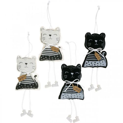 Floristik24 Gatos de tecido para pendurar, decoração de primavera, gato de cabide de decoração, decoração de presente 4 unidades